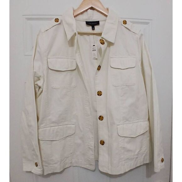 Talbots womens xl ivory off white lightweight utility spring summer jacket - Picture 1 of 5